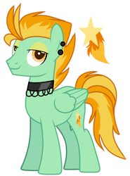 Size: 1280x1728 | Tagged: safe, artist:princess-kitsune-tsu, artist:venomous-cookietwt, imported from derpibooru, oc, oc only, pony, base used, choker, magical lesbian spawn, male, offspring, parent:lightning dust, parent:spitfire, simple background, solo, stallion, transparent background