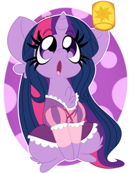 Size: 1280x1595 | Tagged: safe, artist:ladylullabystar, imported from derpibooru, twilight sparkle, pony, :o, chest fluff, clothes, cosplay, costume, cute, lantern, long mane, open mouth, rapunzel, simple background, solo, tangled (disney), tangled up, transparent background, twiabetes