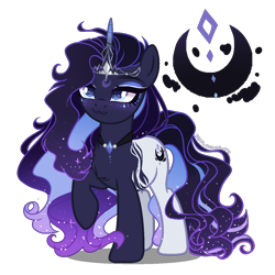 Size: 1100x1100 | Tagged: safe, artist:gihhbloonde, imported from derpibooru, oc, oc only, pony, unicorn, female, magical lesbian spawn, mare, offspring, parent:princess luna, parent:rarity, parents:rariluna, simple background, solo, transparent background