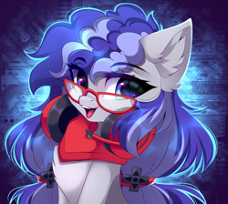 Size: 3700x3320 | Tagged: safe, artist:airiniblock, imported from derpibooru, oc, oc only, oc:cinnabyte, earth pony, pony, bandana, female, headphones, high res, mare, rcf community, solo