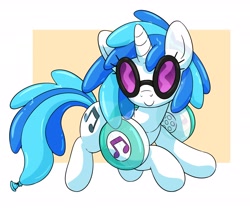 Size: 3000x2500 | Tagged: safe, artist:makishi_ookami, imported from derpibooru, dj pon-3, vinyl scratch, balloon pony, inflatable pony, pony, balloon, headphones, high res, inflatable, looking at you, solo, sunglasses