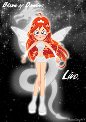 Size: 2968x4200 | Tagged: safe, artist:kova360, artist:lumi-infinite64, artist:prismagalaxy514, imported from derpibooru, discord, dragon, fairy, human, equestria girls, barely eqg related, base used, bloom, bloom (winx club), boots, clothes, crossover, dc universe, equestria girls style, equestria girls-ified, fairies are magic, fairy couture, fairy wings, high heel boots, high heels, magic winx, shoes, solo, white lantern, wings, winx, winx club, winxified