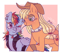 Size: 2000x1731 | Tagged: artist needed, source needed, safe, artist:whisperinglily, imported from derpibooru, applejack, rainbow dash, earth pony, pegasus, pony, appledash, female, lesbian, shipping