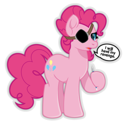Size: 3200x3270 | Tagged: safe, artist:ponkus, imported from derpibooru, pinkie pie, earth pony, pony, eyepatch, high res, simple background, solo, transparent background