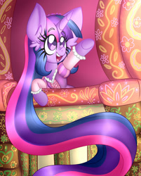 Size: 1280x1595 | Tagged: safe, artist:ladylullabystar, imported from derpibooru, twilight sparkle, pony, unicorn, clothes, cosplay, costume, long mane, rapunzel, solo, tangled up, unicorn twilight