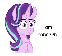 Size: 1650x1488 | Tagged: safe, artist:pink-pone, imported from derpibooru, starlight glimmer, pony, unicorn, chest fluff, concern, concerned, ear fluff, female, mare, nervous, png, reaction image, simple background, smiling, solo, white background, worried