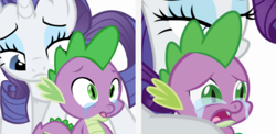 Size: 688x336 | Tagged: safe, imported from derpibooru, rarity, spike, dragon, pony, unicorn, comforting, crying, female, hug, male, mare, shipping, sparity, straight, vector