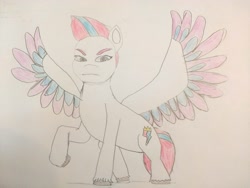 Size: 4096x3072 | Tagged: safe, artist:batpunchspider, imported from derpibooru, zipp storm, pegasus, pony, g5, solo, traditional art