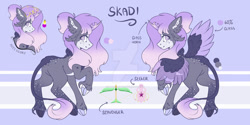 Size: 1280x640 | Tagged: safe, artist:irennecalder, imported from derpibooru, oc, oc only, oc:skadi, alicorn, pony, colored wings, female, mare, reference sheet, solo, two toned wings, wings