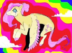 Size: 1280x937 | Tagged: safe, artist:horsievents, imported from derpibooru, fluttershy, pegasus, pony, colored hooves, colored wings, colored wingtips, crying, eyestrain warning, flying, psychedelic, solo, swirly eyes, wings