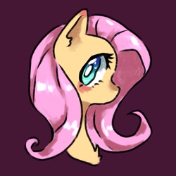 Size: 1653x1653 | Tagged: safe, artist:silkyunii, imported from derpibooru, fluttershy, pegasus, pony, bust, chest fluff, cute, portrait, profile, purple background, shyabetes, simple background, solo