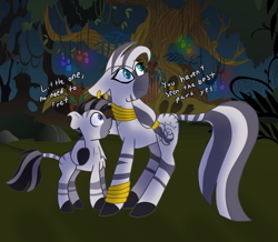 Size: 1772x1547 | Tagged: safe, artist:gallantserver, imported from derpibooru, zecora, oc, oc:zephyr, zebra, female, male, mother and child, mother and son