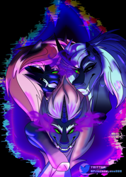 Size: 2279x3200 | Tagged: safe, artist:princessluna325, imported from derpibooru, oc, oc only, oc:nightmare moon, oc:redmoon nightmare, oc:woonabluemoon, alicorn, pony, dark side, high res