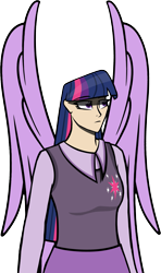 Size: 1851x3126 | Tagged: safe, artist:cyril_deroach, artist:deroach, imported from derpibooru, twilight sparkle, alicorn, human, fanfic:equestria project humanized, clothes, cutie mark, cutie mark on clothes, equestria project humanized, fanfic, fanfic art, humanized, simple background, solo, transparent background, twilight sparkle (alicorn), winged humanization, wings