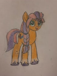 Size: 3024x4032 | Tagged: safe, artist:kittyartist, imported from derpibooru, sunny starscout, earth pony, pony, art, artist, beautiful, cute, cutie mark, drawing, female, g5, looking at you, mare, open mouth, ponys, reference used, smiling, solo, traditional art, yay