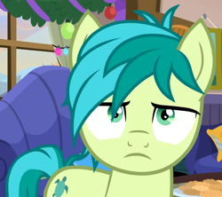 Size: 776x689 | Tagged: safe, imported from derpibooru, screencap, sandbar, earth pony, pony, the hearth's warming club, cropped, looking at you, male, sandbar is not amused, solo, unamused