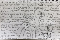 Size: 3940x2651 | Tagged: safe, imported from derpibooru, rainbow dash, oc, oc:tailspins, pegasus, female, high res, male, mother and child, mother and son, original character do not steal, talking, traditional art
