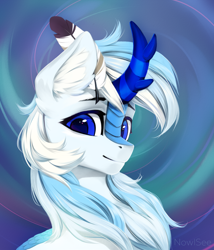 Size: 2144x2500 | Tagged: safe, artist:inowiseei, imported from derpibooru, oc, oc only, oc:code quill, kirin, bust, commission, cute, ear fluff, high res, horn, kirin oc, looking at you, male, multicolored hair, portrait, quill, quill pen, simple background, solo, stallion