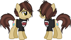 Size: 2272x1270 | Tagged: safe, artist:lightningbolt, derpibooru exclusive, imported from derpibooru, earth pony, pony, .svg available, clothes, frown, hair over one eye, male, panic! at the disco, ponified, ryan ross, shirt, show accurate, simple background, solo, stallion, standing, svg, t-shirt, transparent background, vector