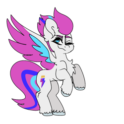 Size: 768x768 | Tagged: safe, artist:moodi, imported from derpibooru, zipp storm, pegasus, pony, cheek fluff, chest fluff, ear fluff, female, g5, one eye closed, raised hoof, simple background, solo, transparent background, wings, wink