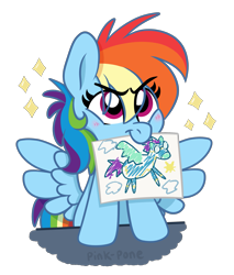 Size: 2085x2448 | Tagged: safe, artist:pink-pone, imported from derpibooru, rainbow dash, pegasus, pony, blushing, cute, dashabetes, female, filly, filly rainbow dash, high res, mouth hold, simple background, solo, transparent background, wonderbolts, younger