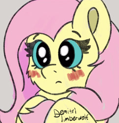 Size: 2900x3000 | Tagged: safe, artist:demitri, imported from derpibooru, fluttershy, pegasus, pony, adorable face, big eyes, blushing, bust, cute, daaaaaaaaaaaw, female, high res, mare, playing with hair, shyabetes, signature, wingding eyes