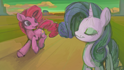 Size: 3840x2160 | Tagged: safe, artist:108fiona8fay, imported from derpibooru, pinkie pie, rarity, earth pony, pony, unicorn, high res, solo