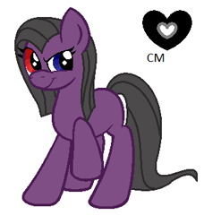 Size: 351x355 | Tagged: safe, artist:targetgirl, imported from derpibooru, oc, oc only, oc:blackheart, earth pony, pony, cutie mark, earth pony oc, female, heterochromia, looking back, mare, solo