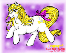 Size: 450x368 | Tagged: safe, artist:blackheartedhate, imported from derpibooru, oc, oc only, oc:lemonade, pony, unicorn, female, g3, horn, mare, solo, unicorn oc