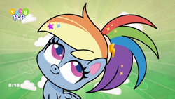 Size: 1024x576 | Tagged: safe, imported from derpibooru, screencap, rainbow dash, pegasus, pony, my little pony: pony life, what goes updo, spoiler:pony life s02e17, alternate hairstyle, cute, dashabetes, female, g4.5, mare, pony life, ponytail, solo
