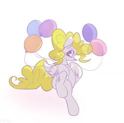 Size: 1280x1275 | Tagged: safe, artist:laymy, imported from derpibooru, surprise, pegasus, pony, balloon, cute, female, mare, simple background, solo, white background