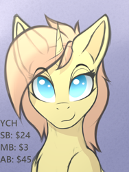 Size: 900x1200 | Tagged: safe, artist:xeniusfms, imported from derpibooru, pony, bust, commission, portrait, solo, ych example, your character here