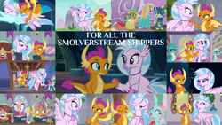 Size: 1280x722 | Tagged: safe, edit, edited screencap, editor:quoterific, imported from derpibooru, screencap, gallus, ocellus, rainbow dash, sandbar, silverstream, smolder, twilight sparkle, yona, alicorn, changedling, changeling, classical hippogriff, dragon, griffon, hippogriff, pony, yak, horse play, non-compete clause, school daze, the hearth's warming club, uprooted, what lies beneath, collage, dragoness, female, interspecies, lesbian, male, shipping, smolderstream, student six, twilight sparkle (alicorn)