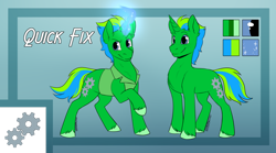 Size: 1280x712 | Tagged: safe, artist:cosmalumi, artist:its-gloomy, imported from derpibooru, oc, oc only, oc:quick fix, oc:quick fix (quickfix), pony, unicorn, magic, male, reference sheet, solo, stallion