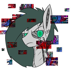 Size: 2304x2220 | Tagged: safe, artist:damset, imported from derpibooru, oc, oc:derpy b0t, oc:derpy_b0t, earth pony, pony, robot, robot pony, error, glitch, high res, looking at you, male, simple background, solo, stallion, transparent background