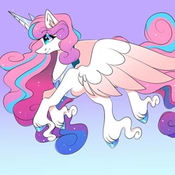 Size: 1080x1079 | Tagged: safe, artist:tessa_key_, imported from derpibooru, princess flurry heart, alicorn, pony, abstract background, ear fluff, eyelashes, female, hoof fluff, hoof polish, horn, mare, older, older flurry heart, peytral, solo, wings