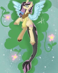 Size: 589x736 | Tagged: safe, artist:random_glitter_productions, imported from derpibooru, oc, oc only, oc:coraliss rose, draconequus, hybrid, draconequus oc, female, interspecies offspring, offspring, parent:discord, parent:fluttershy, parents:discoshy, solo