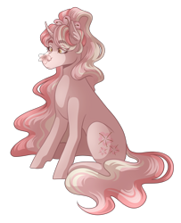 Size: 3000x3700 | Tagged: safe, artist:kikirdcz, imported from derpibooru, oc, oc only, oc:cherry bloom, butterfly, pony, unicorn, high res, sitting, solo