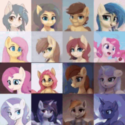Size: 720x720 | Tagged: safe, artist:thisponydoesnotexist, imported from derpibooru, earth pony, pony, unicorn, ai content, ai generated, animated, artificial intelligence, female, furry, generator:thisponydoesnotexist, horn, loop, mare, morphing, neural network, no sound, smiling, transformation, video, webm