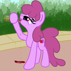 Size: 1200x1200 | Tagged: safe, artist:dafiltafish, imported from derpibooru, berry punch, berryshine, earth pony, pony, alcohol, drinking, drunk, female, go home you're drunk, mare, outdoors, solo, wine