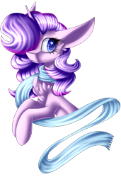Size: 1857x2715 | Tagged: safe, artist:mediasmile666, imported from derpibooru, oc, oc only, pony, unicorn, big ears, bust, chest fluff, clothes, female, floppy ears, gift art, hair over one eye, mare, scarf, simple background, solo, starry eyes, transparent background, wingding eyes