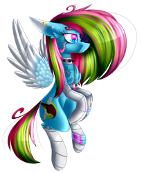 Size: 2233x2685 | Tagged: safe, artist:mediasmile666, imported from derpibooru, oc, oc only, oc:media smile, pegasus, pony, choker, colored wings, ear piercing, female, flying, gradient wings, high res, jewelry, mare, pendant, piercing, simple background, solo, spiked choker, spread wings, transparent background, wings