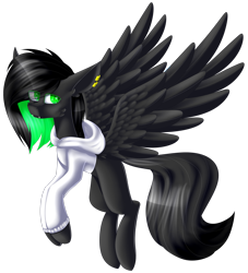 Size: 2333x2570 | Tagged: safe, artist:mediasmile666, imported from derpibooru, oc, oc only, pegasus, pony, clothes, ear piercing, fangs, flying, high res, hoodie, piercing, simple background, solo, spread wings, transparent background, wings