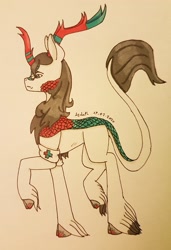 Size: 2293x3354 | Tagged: safe, artist:agdapl, imported from derpibooru, kirin, crossover, high res, hoof fluff, horn, kirin-ified, leonine tail, male, medic, raised hoof, signature, smiling, solo, species swap, team fortress 2, traditional art