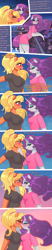 Size: 4000x19200 | Tagged: safe, artist:xjenn9, imported from derpibooru, applejack, rarity, anthro, earth pony, pony, unicorn, comic:best friends, absurd file size, absurd resolution, blushing, comic, female, kissing, lesbian, mare, png, rarijack, redraw, shipping