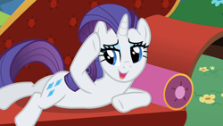 Size: 1920x1080 | Tagged: safe, imported from derpibooru, screencap, rarity, pony, unicorn, lesson zero, couch, fainting couch, female, lidded eyes, mare, out of context, solo