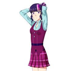 Size: 927x862 | Tagged: safe, artist:strawberrykiwikat, imported from derpibooru, sci-twi, twilight sparkle, human, anime, clothes, crystal prep academy uniform, human coloration, humanized, school uniform, simple background, solo, white background