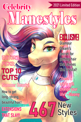 Size: 2000x3000 | Tagged: safe, artist:cosmalumi, artist:its-gloomy, imported from derpibooru, bonna fide, glamour gleam, crystal pony, commission, commissioner:reversalmushroom, high res, magazine, magazine cover