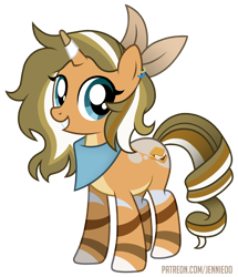 Size: 1034x1200 | Tagged: safe, artist:jennieoo, imported from derpibooru, oc, oc only, oc:s'mores, pony, unicorn, happy, ribbon, show accurate, simple background, smiling, solo, transparent background, vector