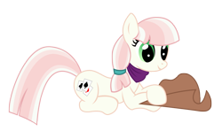 Size: 3231x1918 | Tagged: safe, artist:third uncle, artist:three uncle, imported from derpibooru, penny ante, earth pony, pony, background pony, cowboy hat, cute, female, hat, mare, neckerchief, pigtails, simple background, smiling, solo, stetson, transparent background
